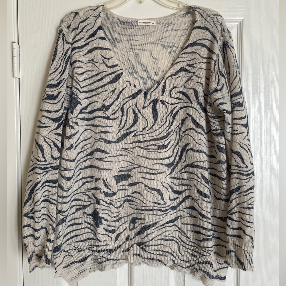 Zebra Print, lightweight sweater, size small/medium